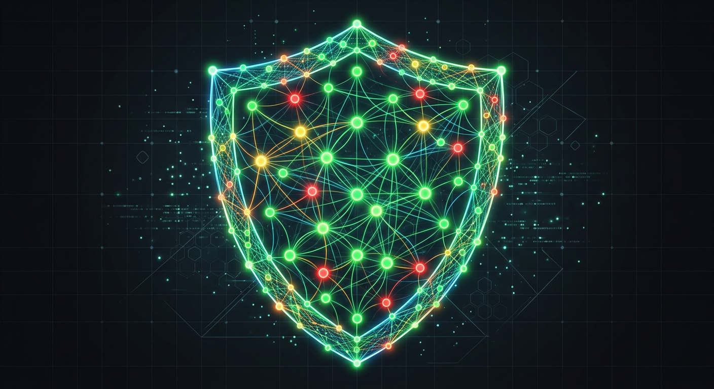 FTI shield-shaped trust network visualization showing interconnected package trust relationships